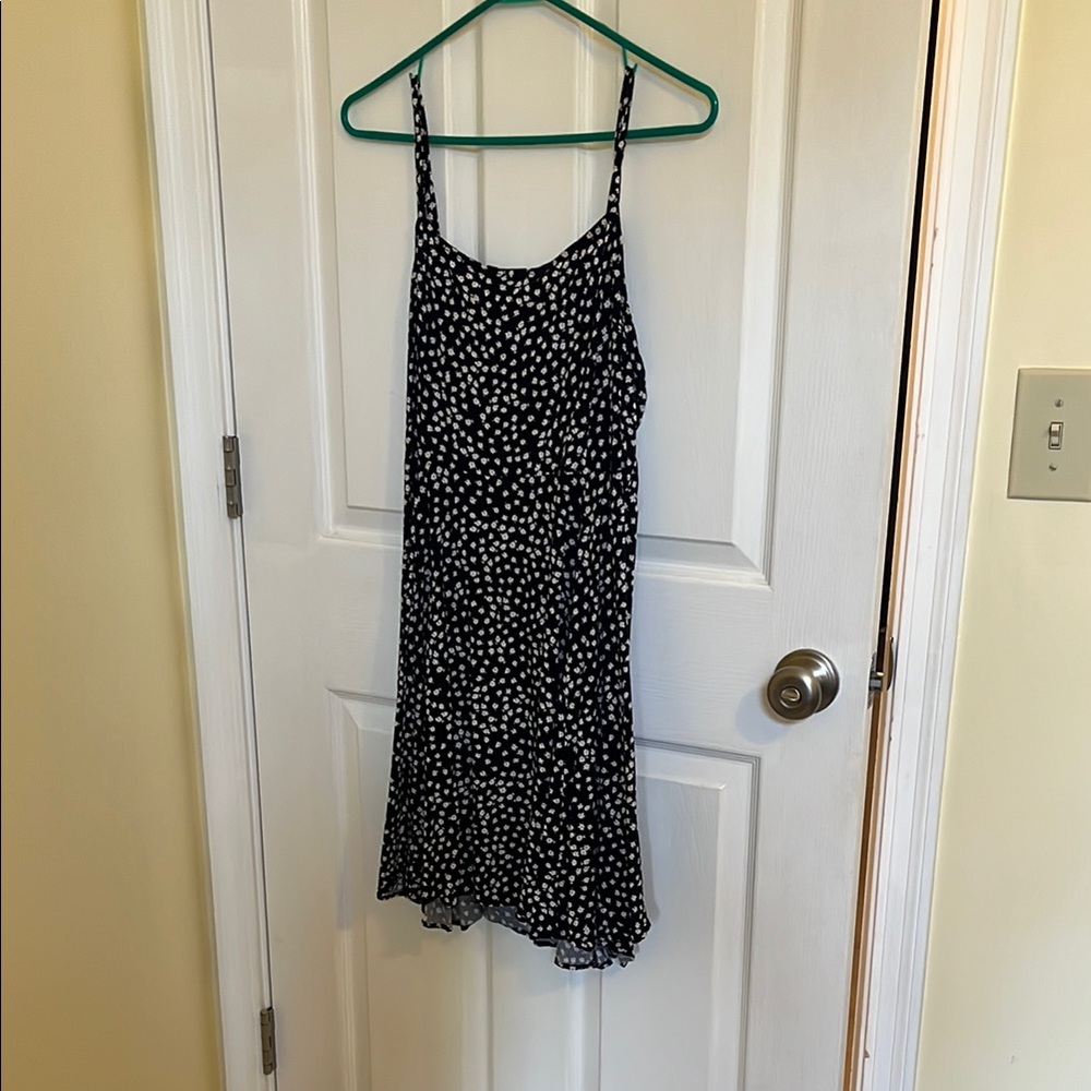 GAP Black and White Midi Sundress with Ruffled Hem